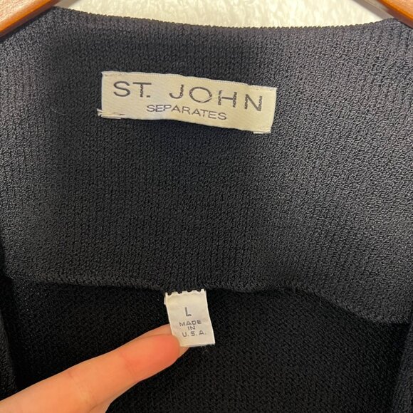 Vintage St. John Old Money Luxury Minimalist Parisian Capsule Dark Navy Large - Picture 7 of 12